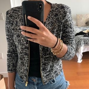 Black & White Jacket with Gold Zipper